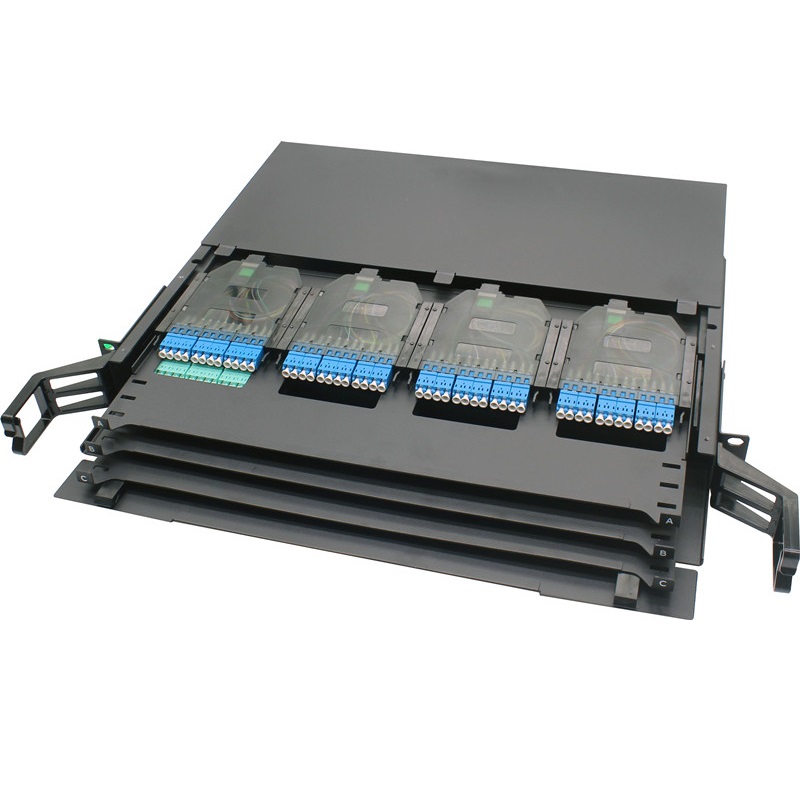 1U 19'' Rack Mount Enclosures, 144 Fibers Single Mode Multimode Holds up to 12x MTPMPO Cassettes-2