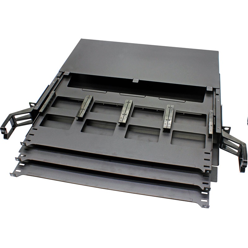 1U 19'' Rack Mount Enclosures, 144 Fibers Single Mode Multimode Holds up to 12x MTPMPO Cassettes-3