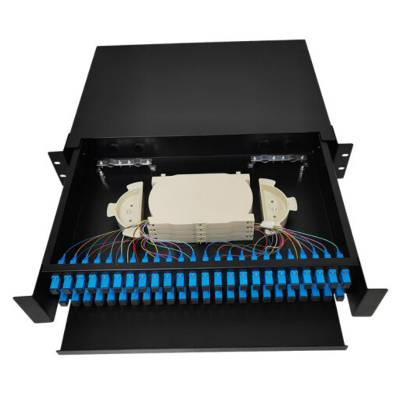 2U 19'' Rack Mount Enclosures, 48 Fibers Singlemode, 48x SC Simplex-1